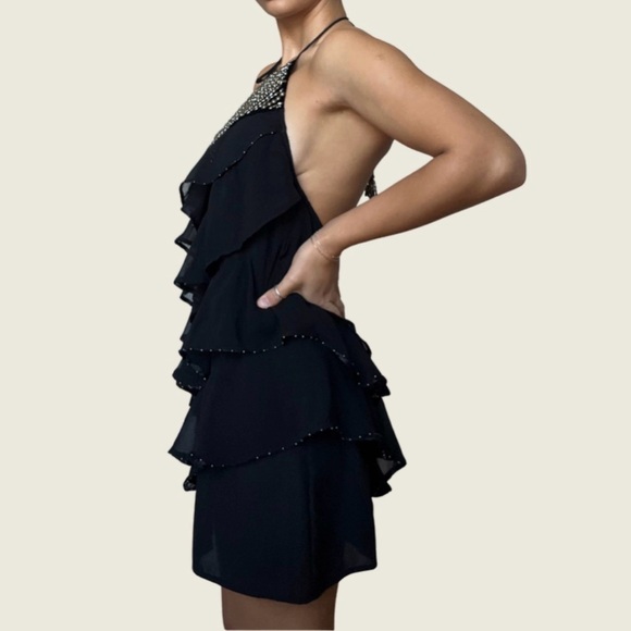 Black Zara Ruffle Mini Dress - Picture 3 of 7
